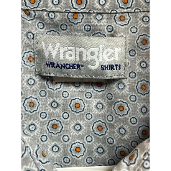 Wrangler‎ wrancher shirt size Large short sleeve gray blue white pearl button - Picture 4 of 6